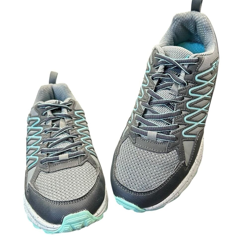 Fila Evergrand TR 21.5 Trail Walking Gray and Teal Athletic Shoes Size 8.5